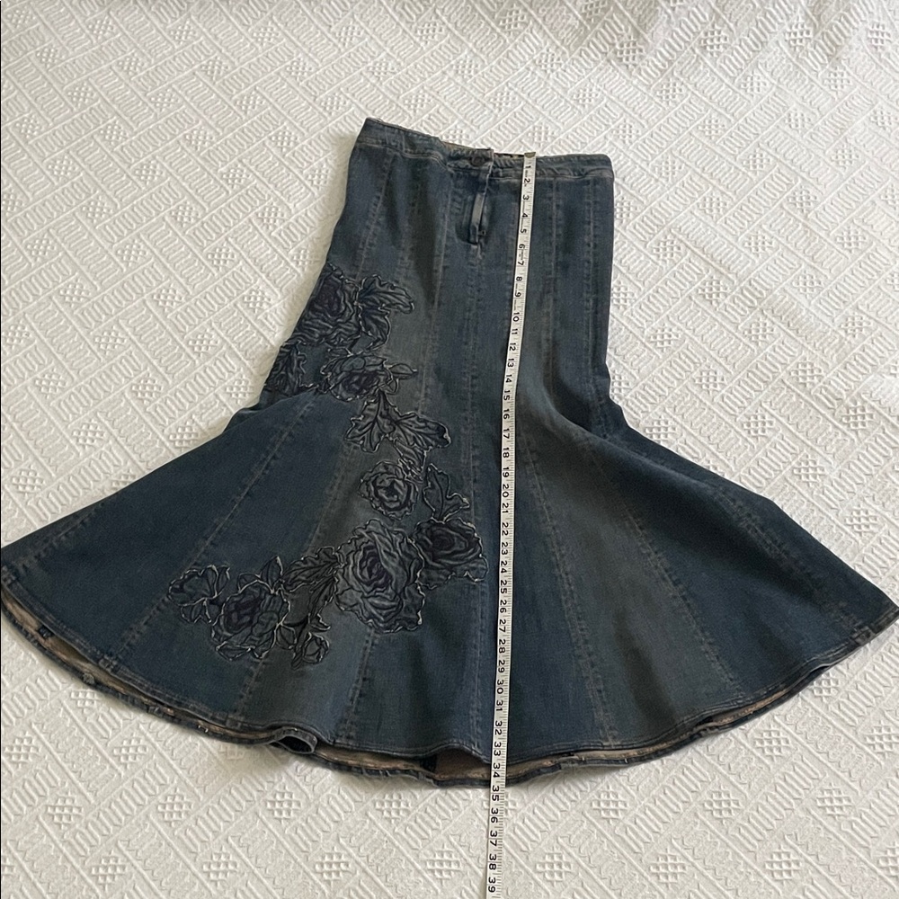 Roberto Cavalli Denim Skirt with Embroidery - Picture 6 of 17